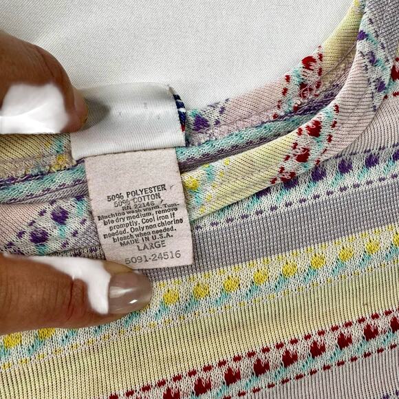 Vtg Pastel Knit Tank Top 80s Cottagecore Coquette Soft Aesthetic Wmns Lg Boxy - Picture 2 of 10